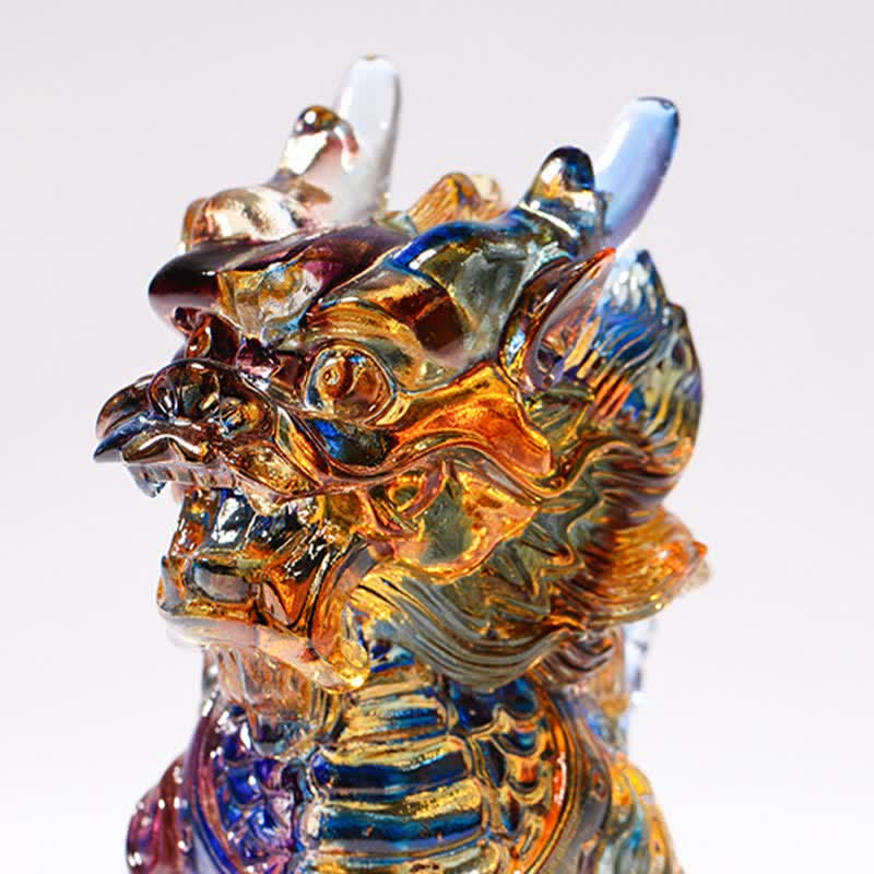 Feng Shui Kirin Fatto a mano Liuli Cristallo Arte Pezzo Fortuna Casa Ufficio Decorazione