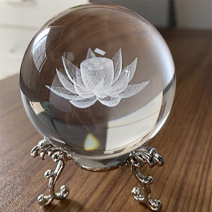 Decorazione di benedizione del loto del drago di cristallo bianco - Loto - image 2