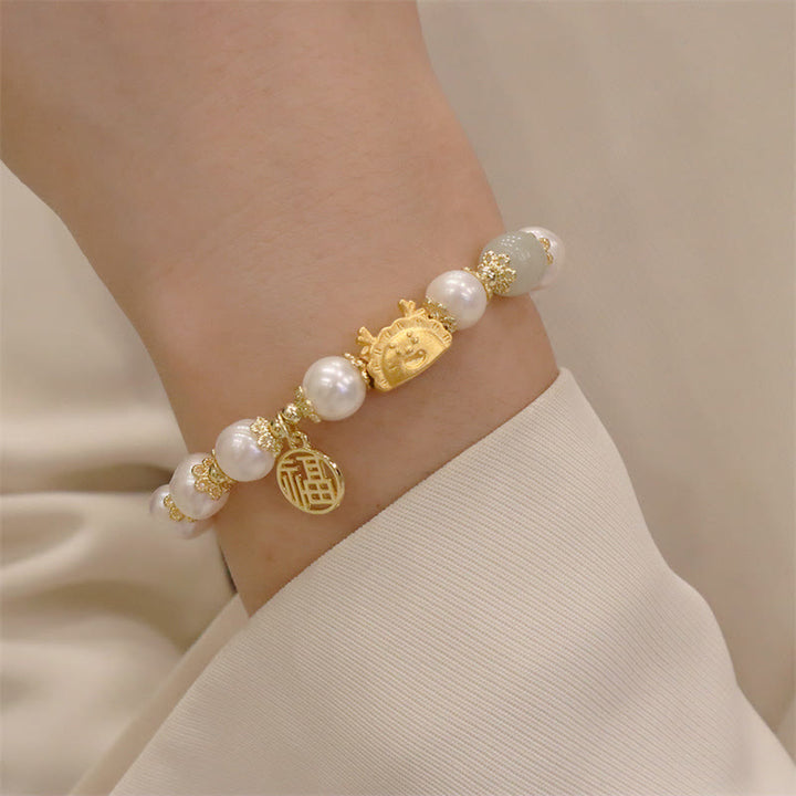 Buddha Stones Anno del Drago Agata Rossa Quarzo Fragola Ossidiana Nera Giada Granato Perla Cinabro Drago Gnocco Fortuna Fu Bracciale Personaggio - image 29