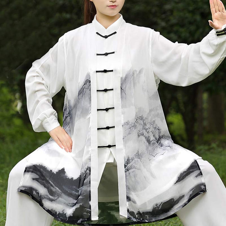 3 pezzi pittura a inchiostro meditazione preghiera spirituale zen tai chi qigong pratica abbigliamento unisex set - US12, UK/AU16, EU44 (3XL) - image 0