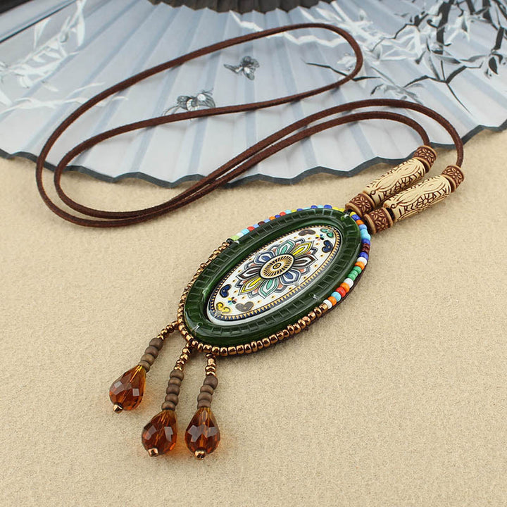 Buddha Stones Mandala Pattern Perline Collana Creatività Ciondolo