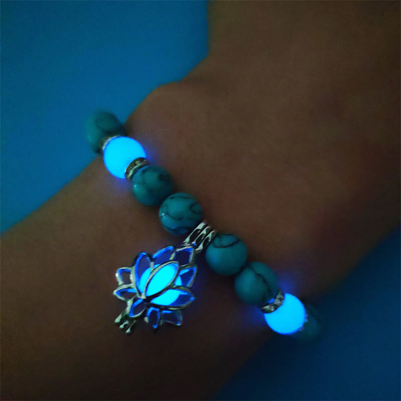 Braccialetto di protezione con perline luminose in pietra luminosa turchese tibetano Buddha Stones