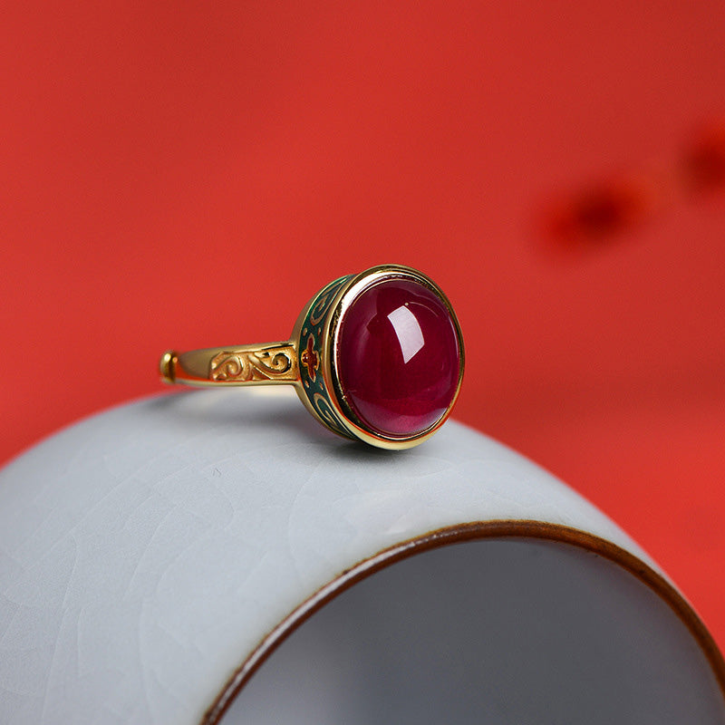 Anello Buddha Stones 925 Sterling Silver Corindone Rosso Coraggio - image 7