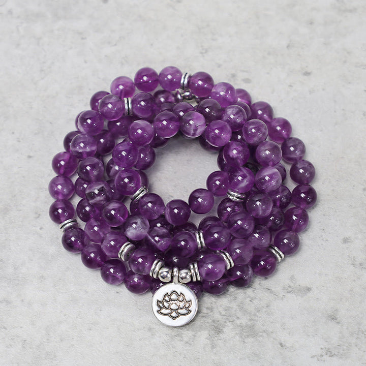 Bracciale Mala di purificazione in ametista naturale Buddha Stones