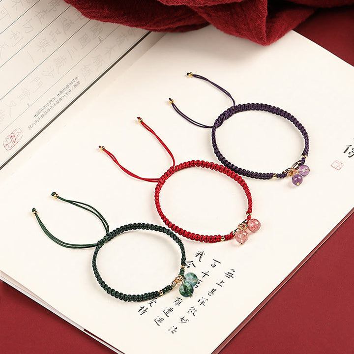 Braccialetto positivo con perline fantasma verde ametista e quarzo fragola naturale Buddha Stones