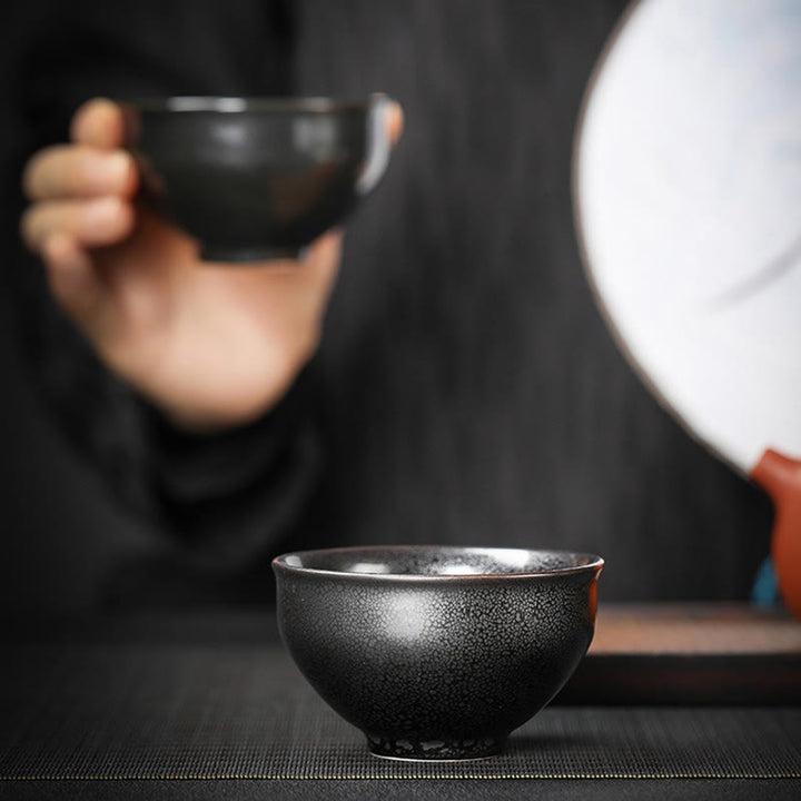 Buddha Stones Tazza da tè in ceramica con foglia d'oro cinese Jianzhan Drago Fenice Loto Avalokitesvara Pesce Koi Tazza da tè Tenmoku Kung Fu Ciotola da tè - image 6