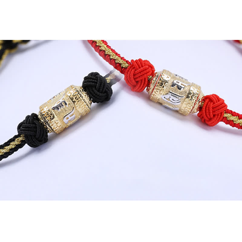 Braccialetto con corda rossa, in argento sterling 925, con ruota di preghiera Om Mani Padme Hum, con Buddha Stones e forza