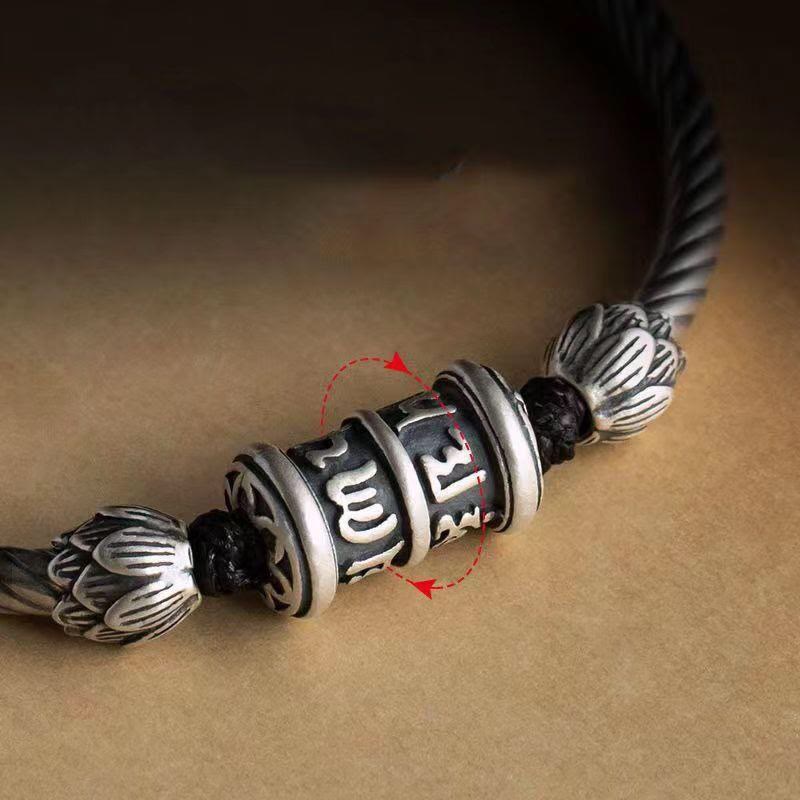 Bracciale intrecciato Buddha Stones Om Mani Padme Hum Lotus Peace