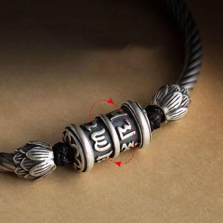 Bracciale intrecciato Buddha Stones Om Mani Padme Hum Lotus Peace