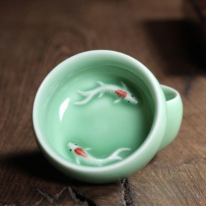 Buddha Stones Koi Fish colorato Tazza da tè in ceramica Kung Fu Tazza da tè Ciotola
