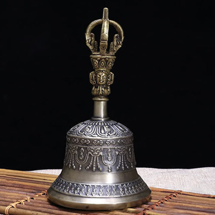 Buddha Stones Campana tibetana per meditazione e Vajra Dorje in rame, set di decorazioni per l'illuminazione