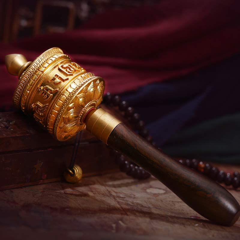 Ruota di preghiera tibetana Sei parole vere Decorazione di meditazione in rame