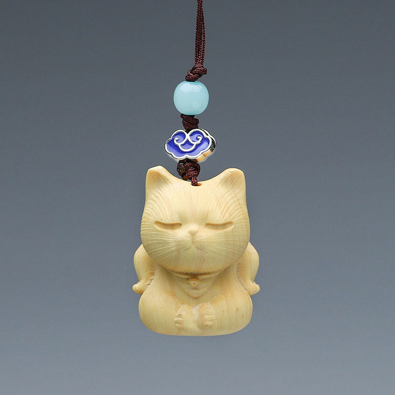 Buddha Stones Thuja Sutchuenensis Sandalo verde Bosso Mini animale carino Coniglio Gatto Cervo Balena Prosperità Telefono Decorazioni appese - image 12