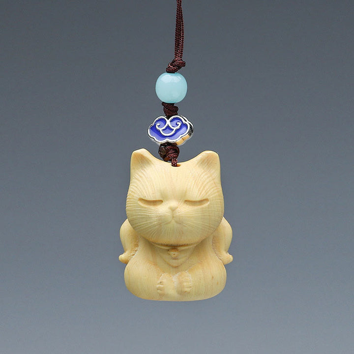 Buddha Stones Thuja Sutchuenensis Sandalo verde Bosso Mini animale carino Coniglio Gatto Cervo Balena Prosperità Telefono Decorazioni appese - image 12