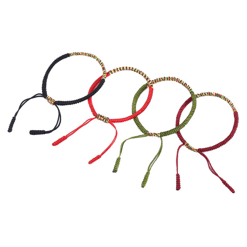 Bracciale intrecciato con nodo King Kong multicolore fatto a mano in pietra Buddha Stones tibetano, fortuna e forza