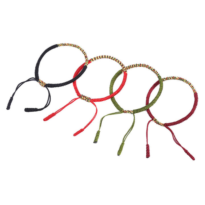Bracciale intrecciato con nodo King Kong multicolore fatto a mano in pietra Buddha Stones tibetano, fortuna e forza