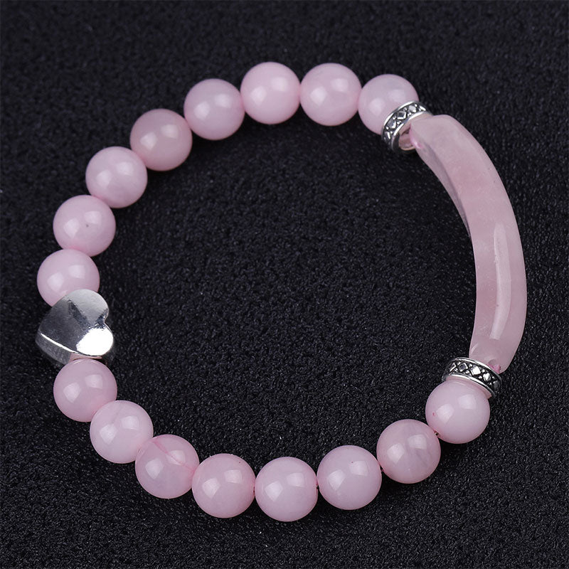 Bracciale unisex a forma di cuore con perline di cristallo naturale