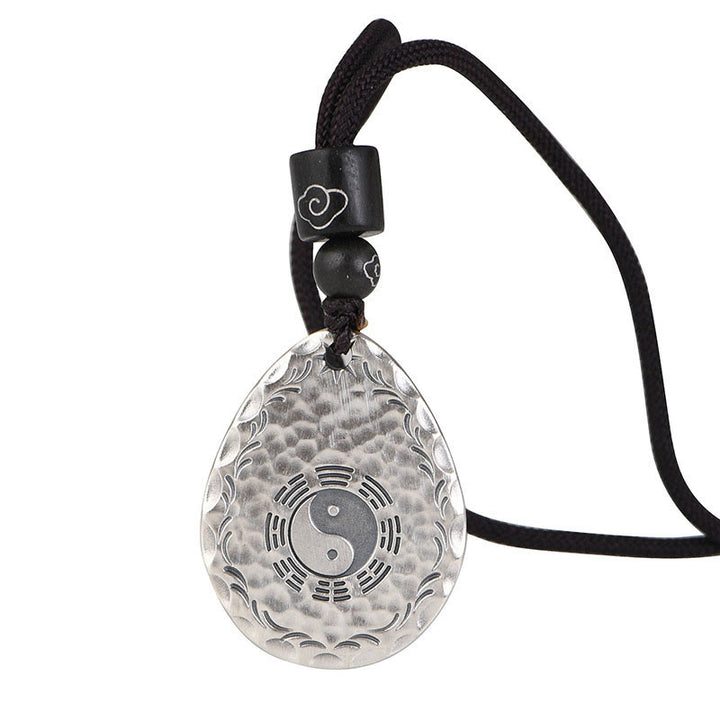 Buddha Stones Vintage 999 Sterling Silver Yin Yang Bagua Water Drop Design Balance Harmony Collana Pendente - image 14