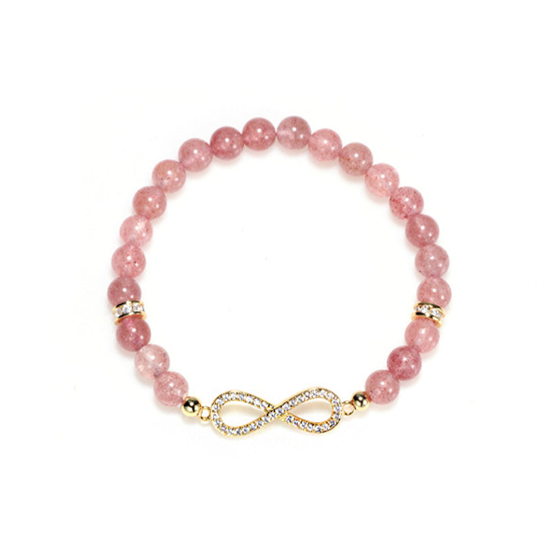Braccialetto di guarigione positiva in quarzo fragola naturale Buddha Stones