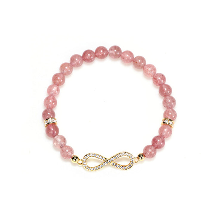 Braccialetto di guarigione positiva in quarzo fragola naturale Buddha Stones