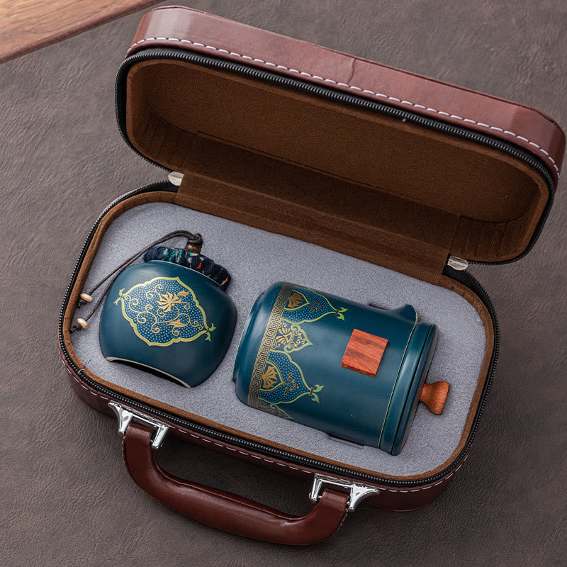 Buddha Stones Flower Chinese Gongfu Teiera in ceramica portatile Set da tè da viaggio all'aperto - image 13