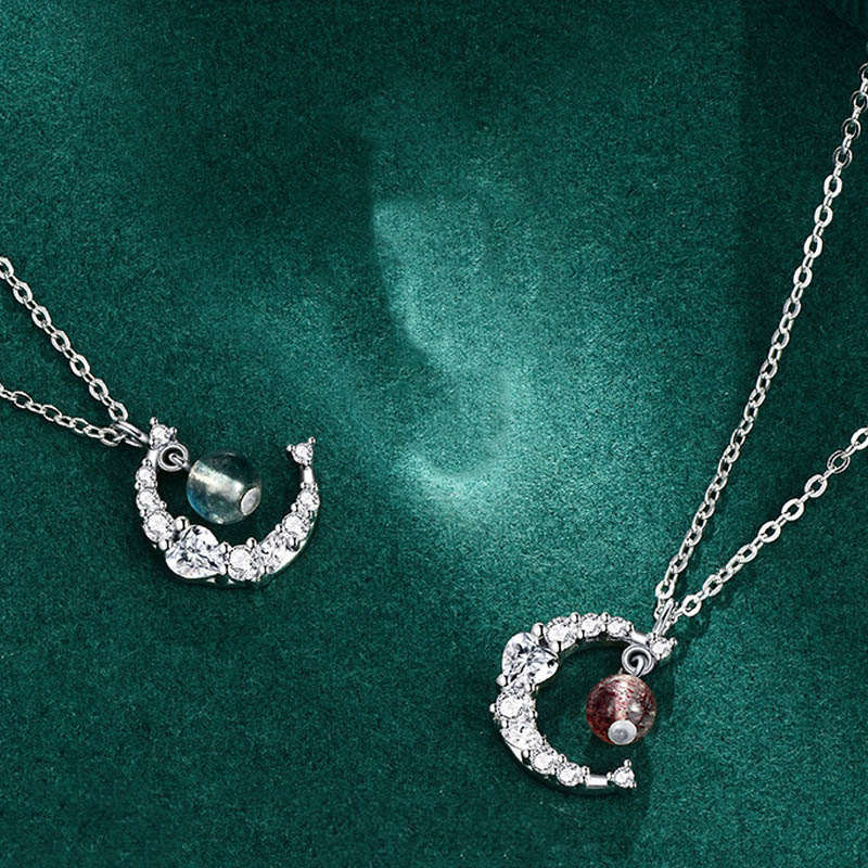 Collana di guarigione dell'amore con cristalli blu e quarzo fragola Buddha Stones