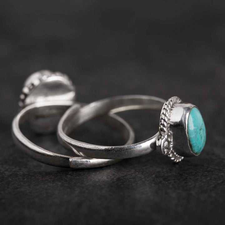 Anello Buddha Stones in argento sterling 925 con turchese e saggezza