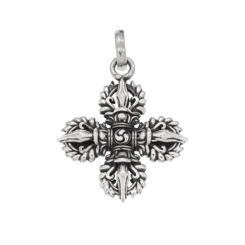 Collana con ciondolo a Buddha Stones in argento sterling 925 con doppio Dorje Vajra e forza spirituale