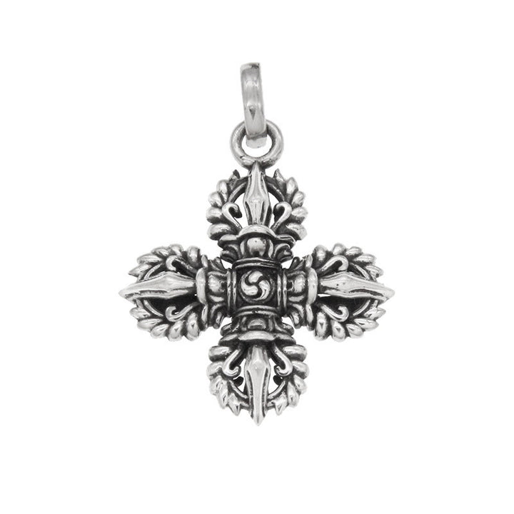 Collana con ciondolo a Buddha Stones in argento sterling 925 con doppio Dorje Vajra e forza spirituale