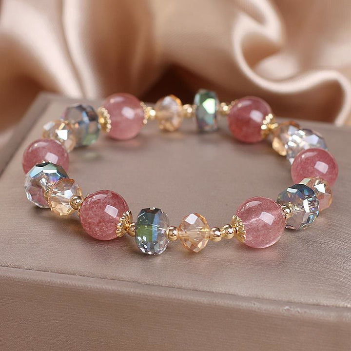 Braccialetto positivo in cristallo colorato di quarzo fragola naturale Buddha Stones