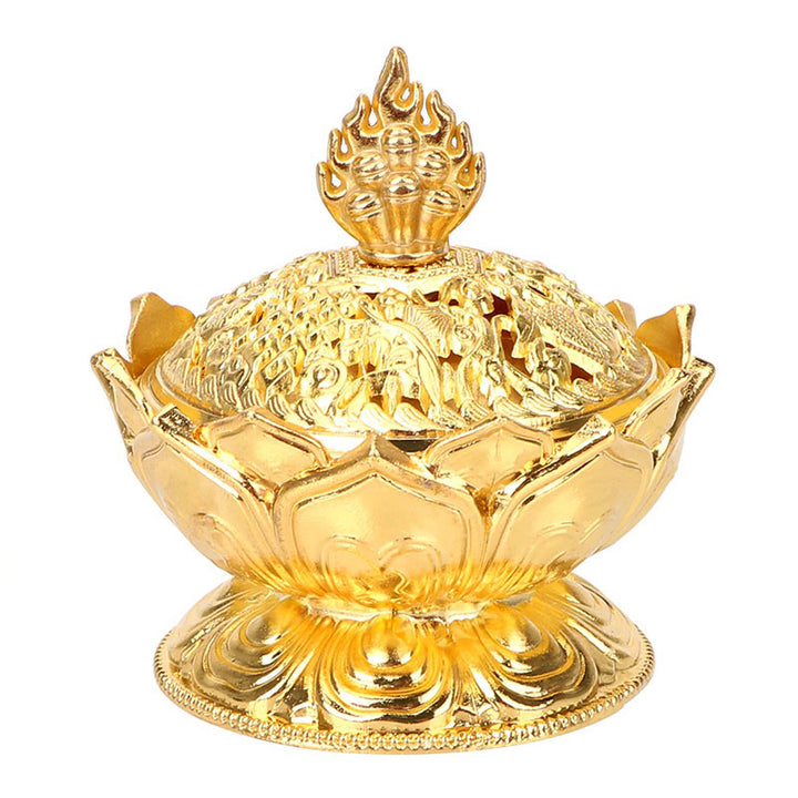 Buddha Stones Tibetano a Forma di Loto Bruciatore di Incenso Purificato
