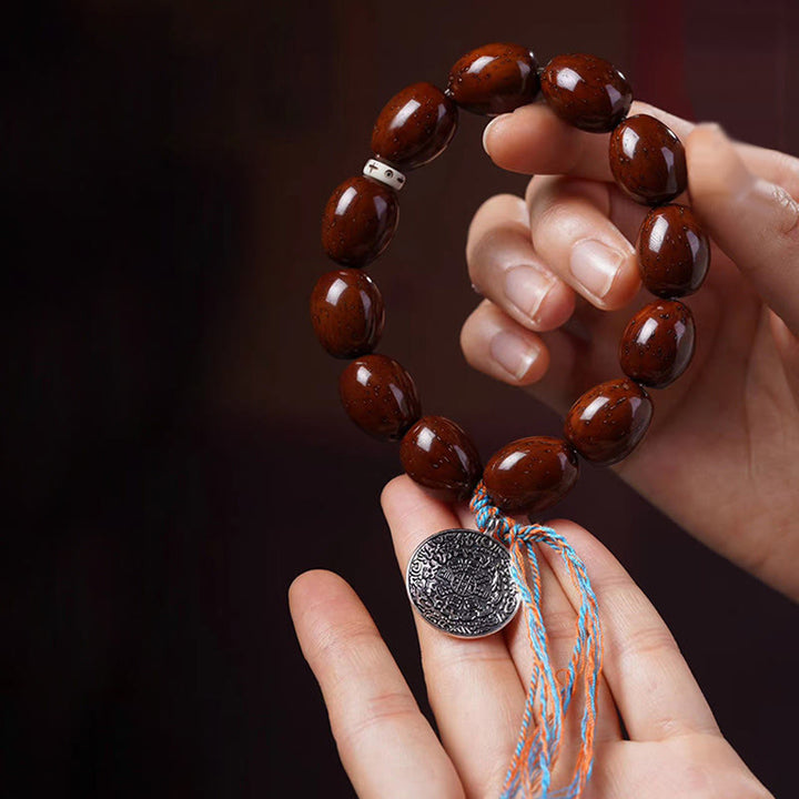 Buddha Stones Tibetano Naturale Viola Oro Ratto OM Zodiaco Cinese Nove Palazzi Otto Diagrammi Ciondolo Ricchezza Bracciale