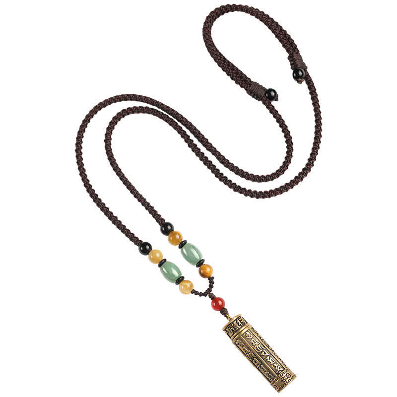 Buddhastoneshop Tibet Om Mani Padme Hum Agata Shurangama Sutra Collana con pendente di protezione - image 10