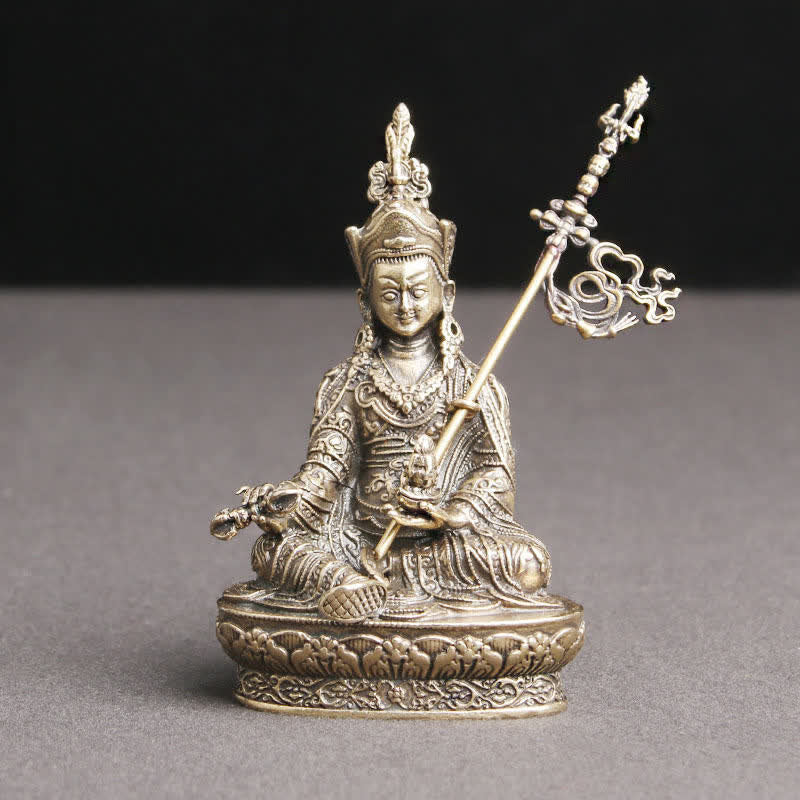 Statua del Buddha Padmasambhava, decorazione del tempio, ornamento della serenità in rame - 41*66 mm - image 0