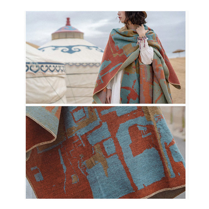 Scialle caldo mantello sciarpa arancione tibetano - image 13