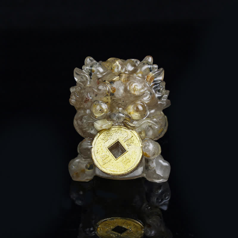 Buddha Stones fatte a mano carine PiXiu moneta d'oro cristallo Fengshui energia ricchezza fortuna decorazione della casa