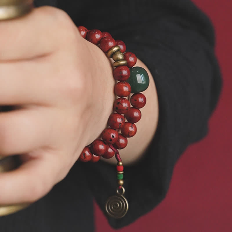 Braccialetto Bodhi Seed Cyan Jade Copper Peace Luck