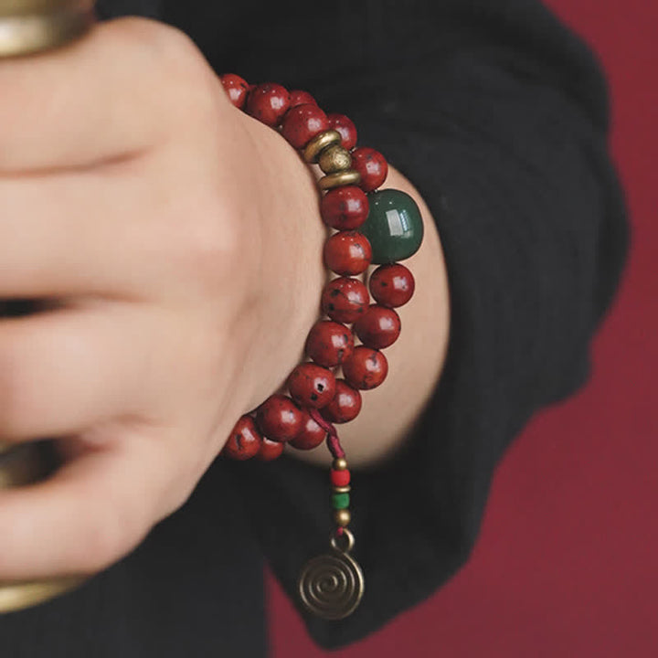 Braccialetto Bodhi Seed Cyan Jade Copper Peace Luck