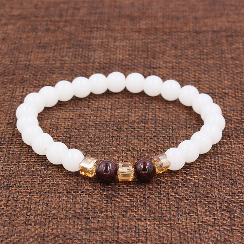 Braccialetto di protezione in giada bianca naturale Buddha Stones