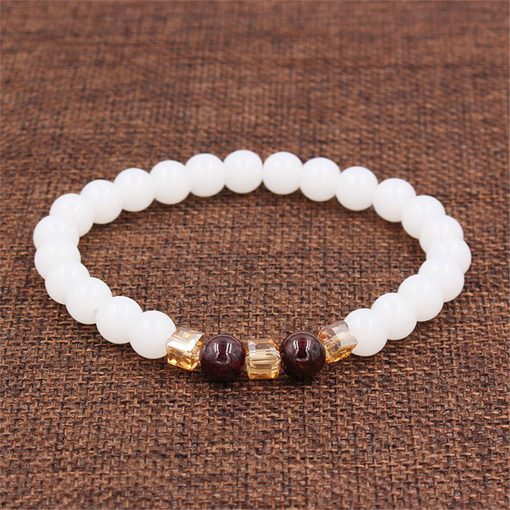 Braccialetto di protezione in giada bianca naturale Buddha Stones