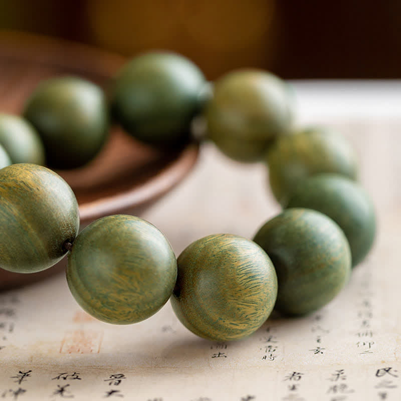 Braccialetto curativo lenitivo in legno di sandalo verde tibetano