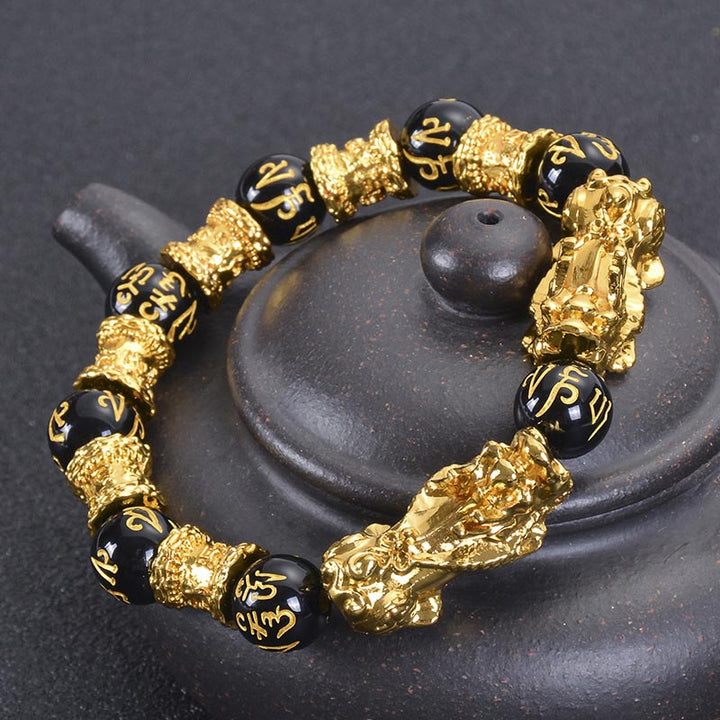 Bracciale Buddha Stones Double Pixiu Obsidian Wealth