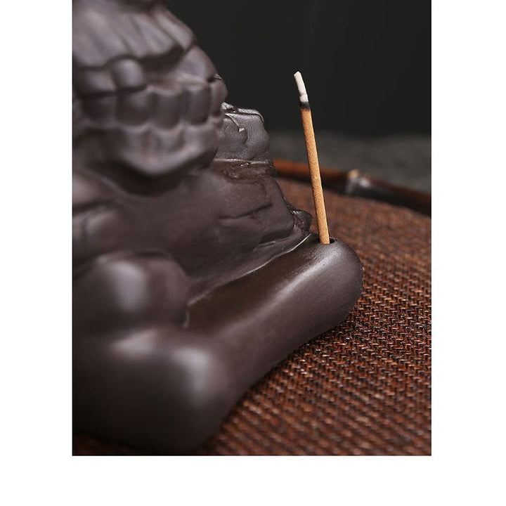 Buddha Stones Halloween Teschio Testa Viola Argilla Guarigione Bruciatore di Incenso Decorazione