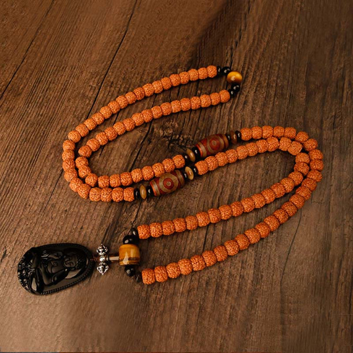 Tibet 108 Mala Beads Rudraksha Bodhi Seed Zodiaco Cinese Natale Buddha Ricchezza Braccialetto Charm