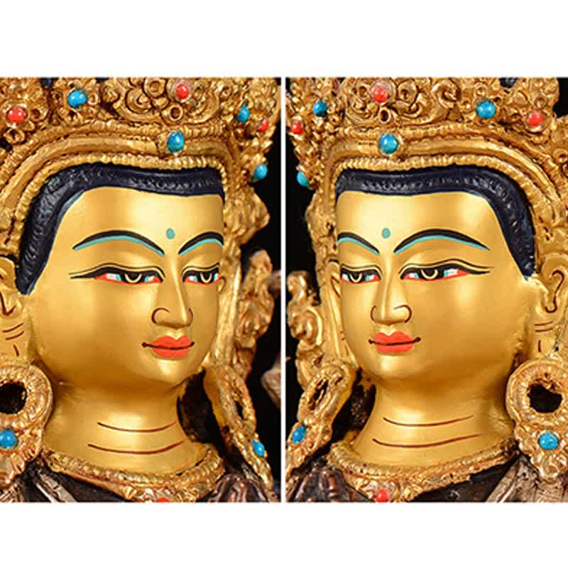 Statua di rame di protezione di Avalokitesvara a quattro braccia del Bodhisattva Chenrezig Decorazione