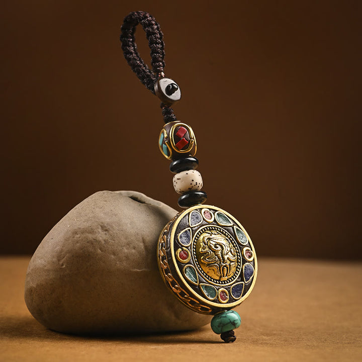 Portachiavi con Buddha Stones tibetano Om Mani Padme Hum Bodhi Seme della pace
