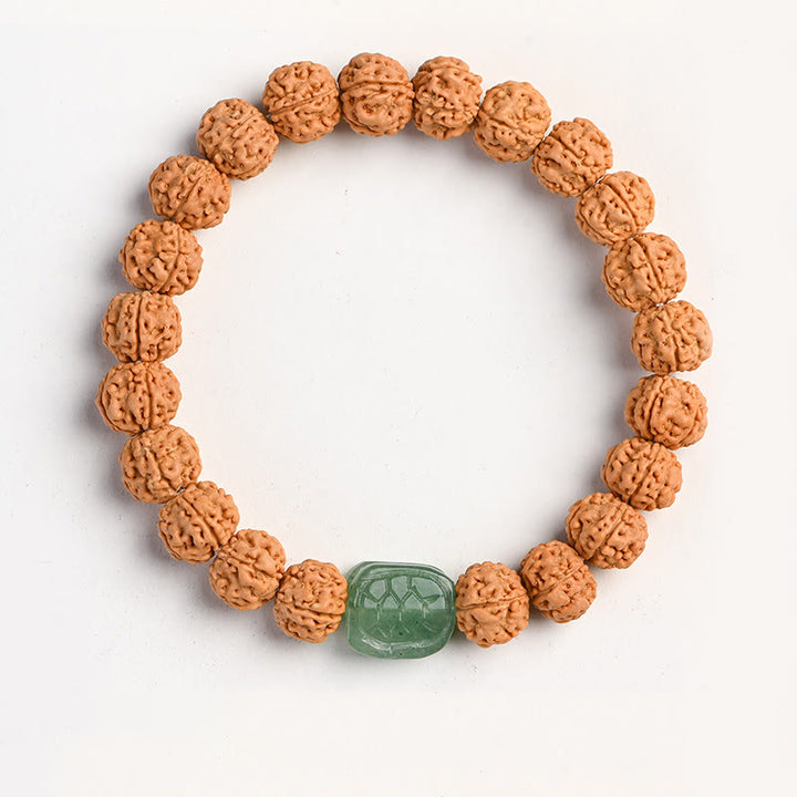 Buddha Stones Tibet Rudraksha Bodhi Seme Ricchezza Auspicio Bracciale - Guscio di tartaruga avventurina verde - image 26