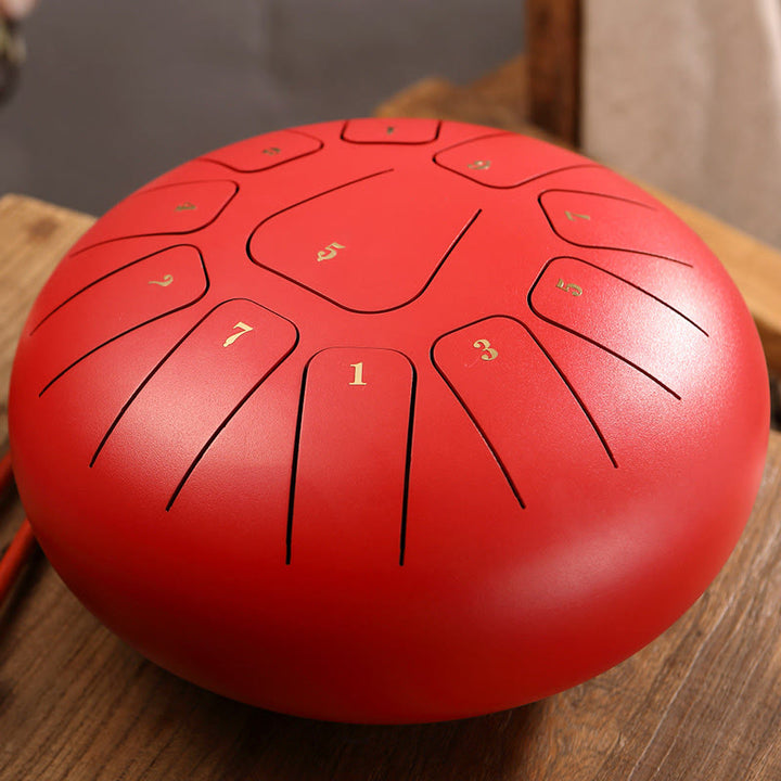 Buddha Stones Steel Tongue Drum Sound Healing Mindfulness Meditazione Yoga Drum Kit 11 Note 8 Pollici - Rosso - image 7