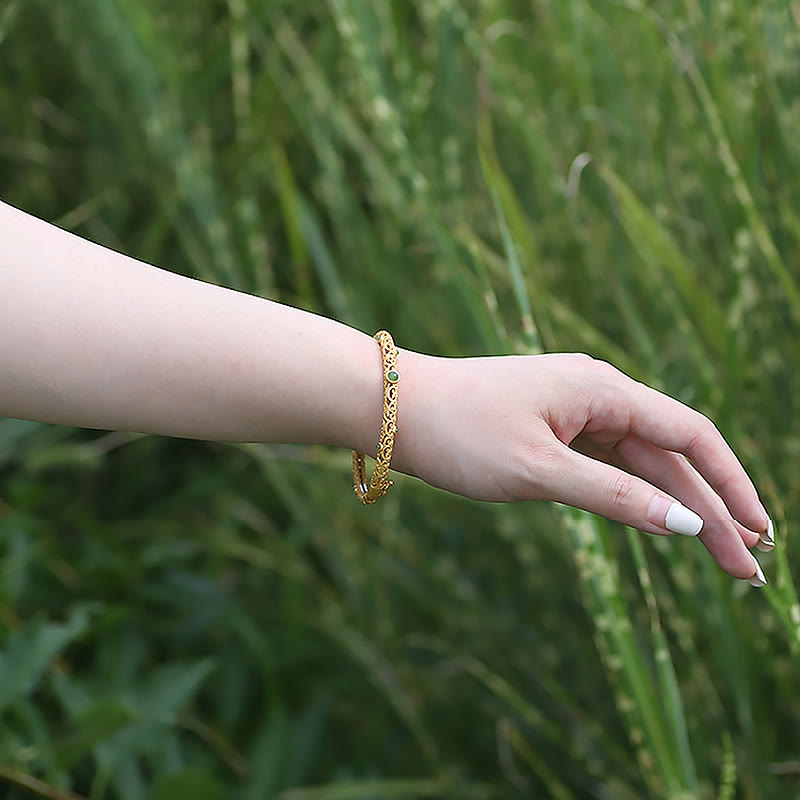 Buddha Stones Braccialetto di Giada Ciano Rame Nuvole di Buon Auspicio Calma Guarigione