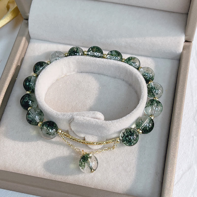 Braccialetto con ciondolo Buddha Stones Green Phantom Crystal Confidence